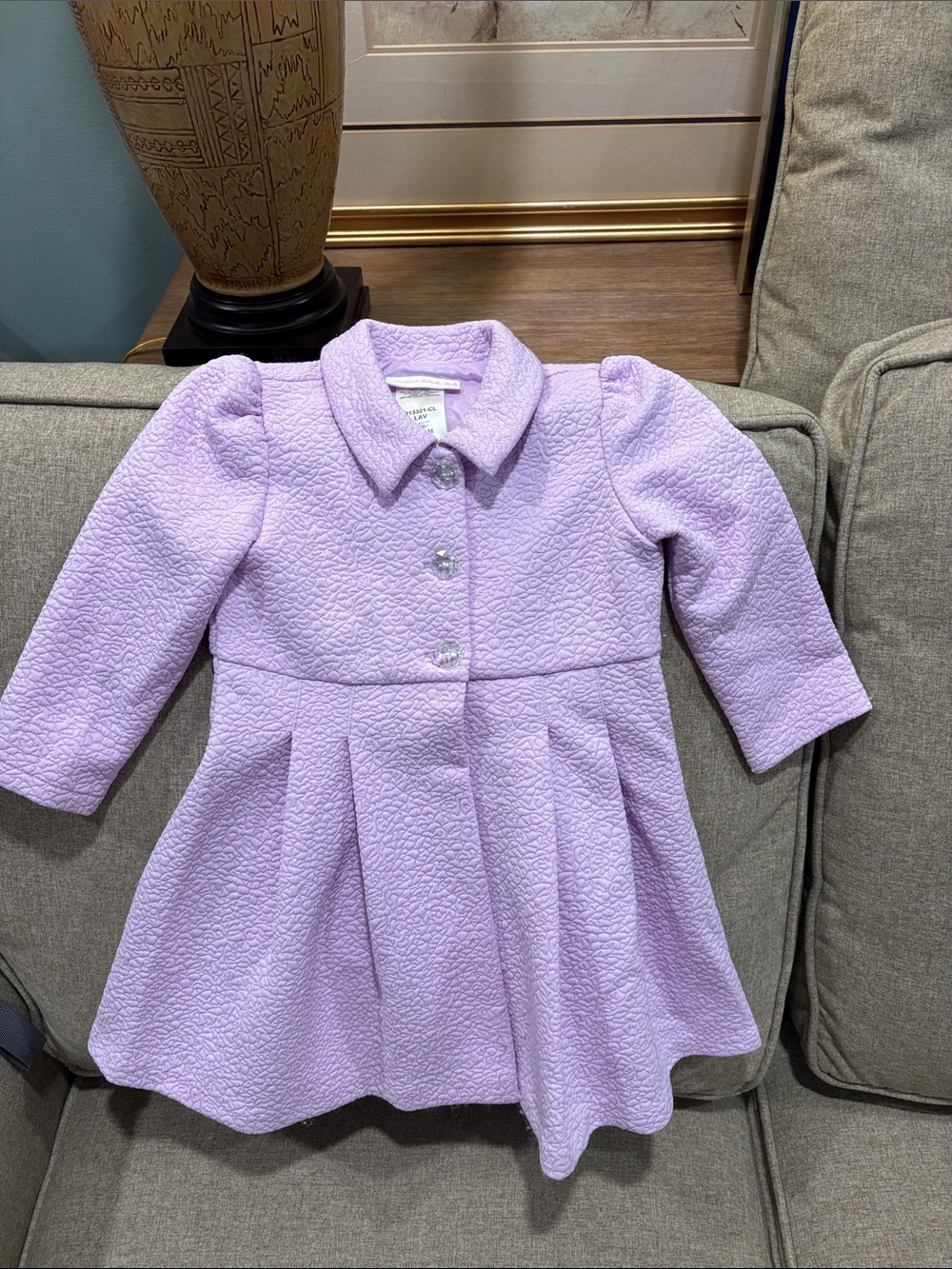 Bonnie Baby Lilac Textured Dress Pea Coat